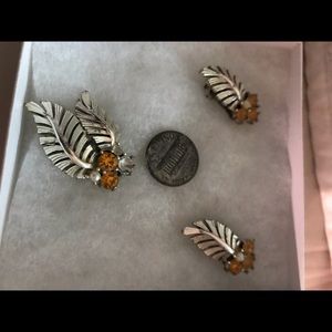 Clip earrings and broach